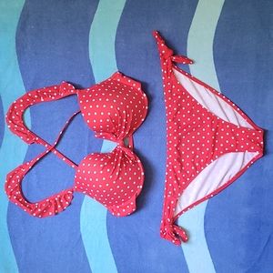 Red polka dot bikini